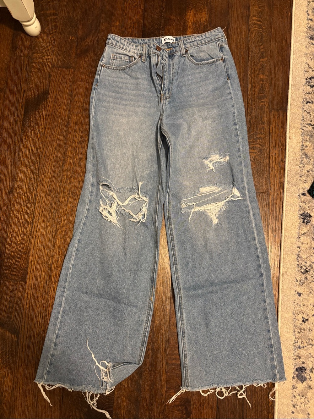 Abound Light Blue Distressed High-Rise Wide-Leg Jeans